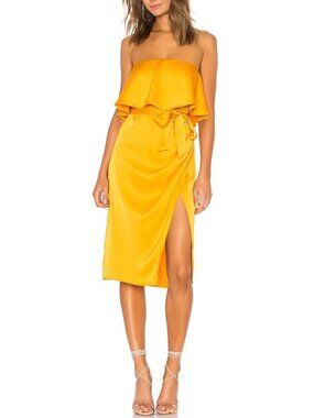 Lovers and Friends Satin Strapless Violet Midi Dress Marigold Size Medium